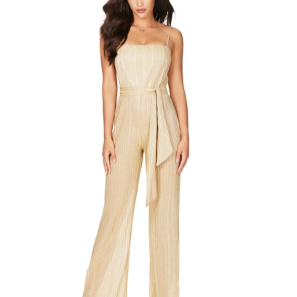 Nookie Gold Shimmer Sleeveless Jumpsuit in Size XS